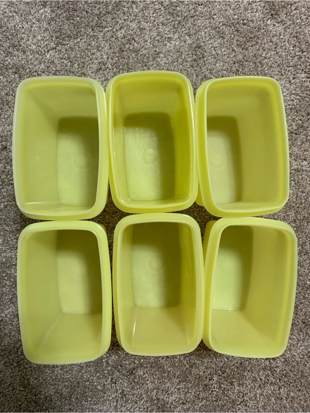 Vintage Tupperware Yellow Shelf Space Saver Rectangular Containers (6) Lids (5)